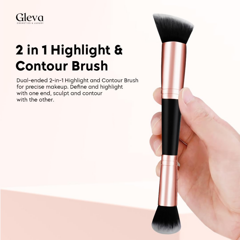 Gleva Multipurpose Kabuki Makeup Brush Dual-Ended Foundation Brush - Dark Brown