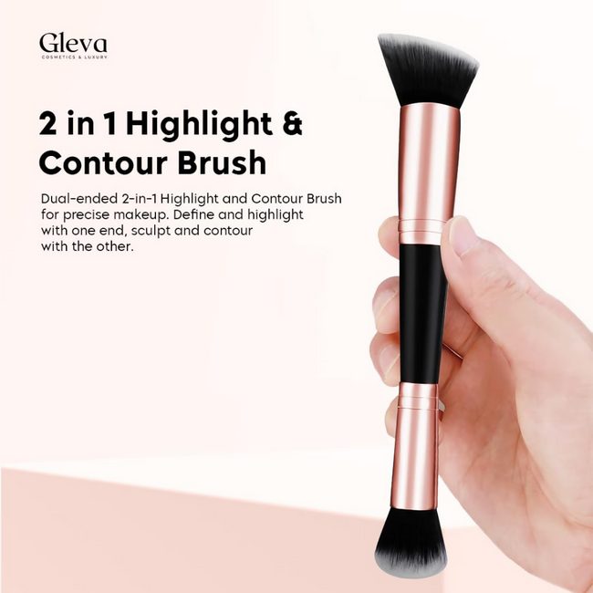 Gleva Multipurpose Kabuki Makeup Brush Dual-Ended Foundation Brush - Dark Brown Main Image