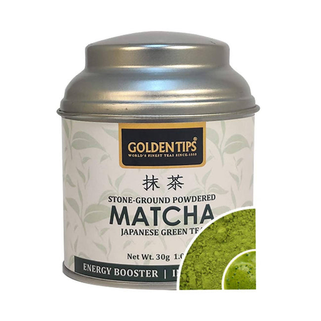 Golden Tips Japanese Matcha Green Tea Powder - Tin Box Round Hover Image