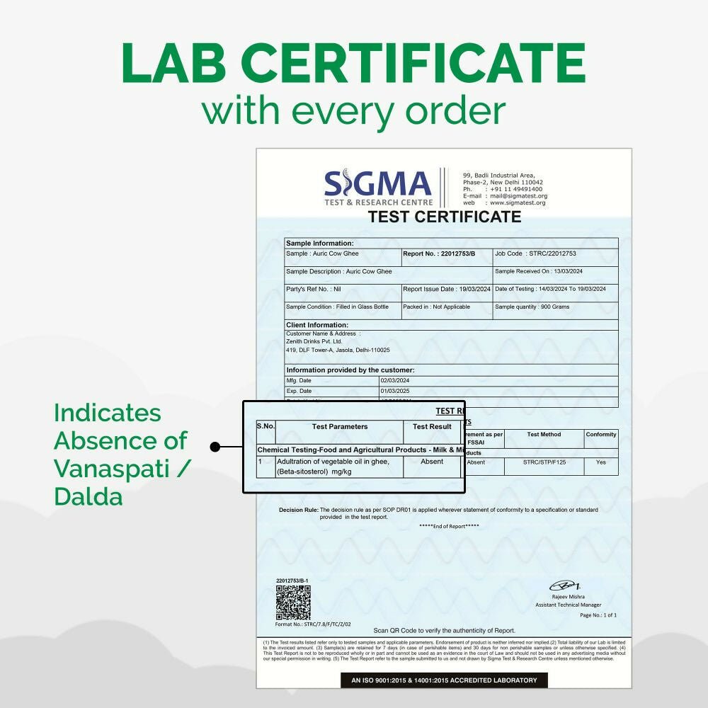 Auric A2 Bilona Desi Cow Ghee - Pure Brijwasi Ghee - Bilona Curd Churned