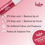 Bake Kojic Acid Beetroot Lip Kit With Lip Balm SPF 25 & Lip Scrub For Dark & Pigmented Lips