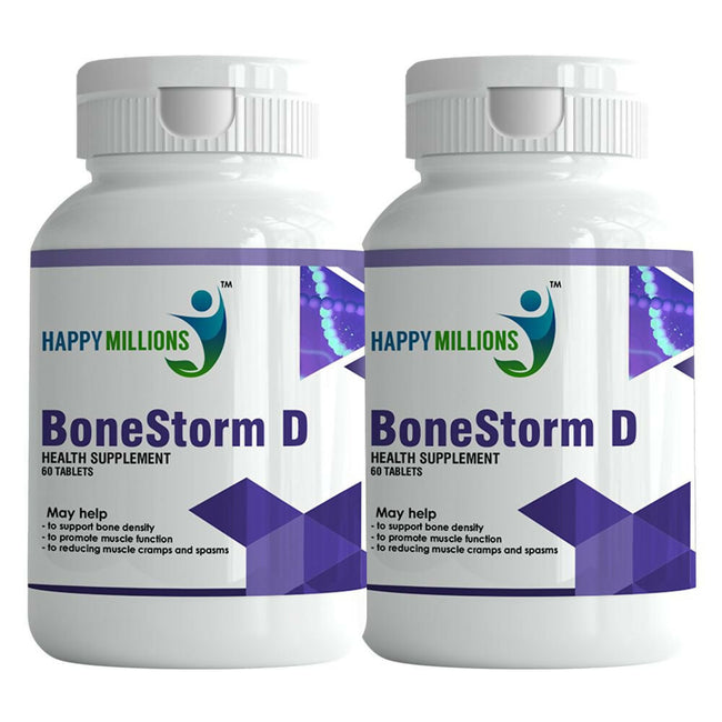 HappyMillions BoneStorm D Tablets | Calcium, Vitamin D3, Magnesium & Zinc Main Image