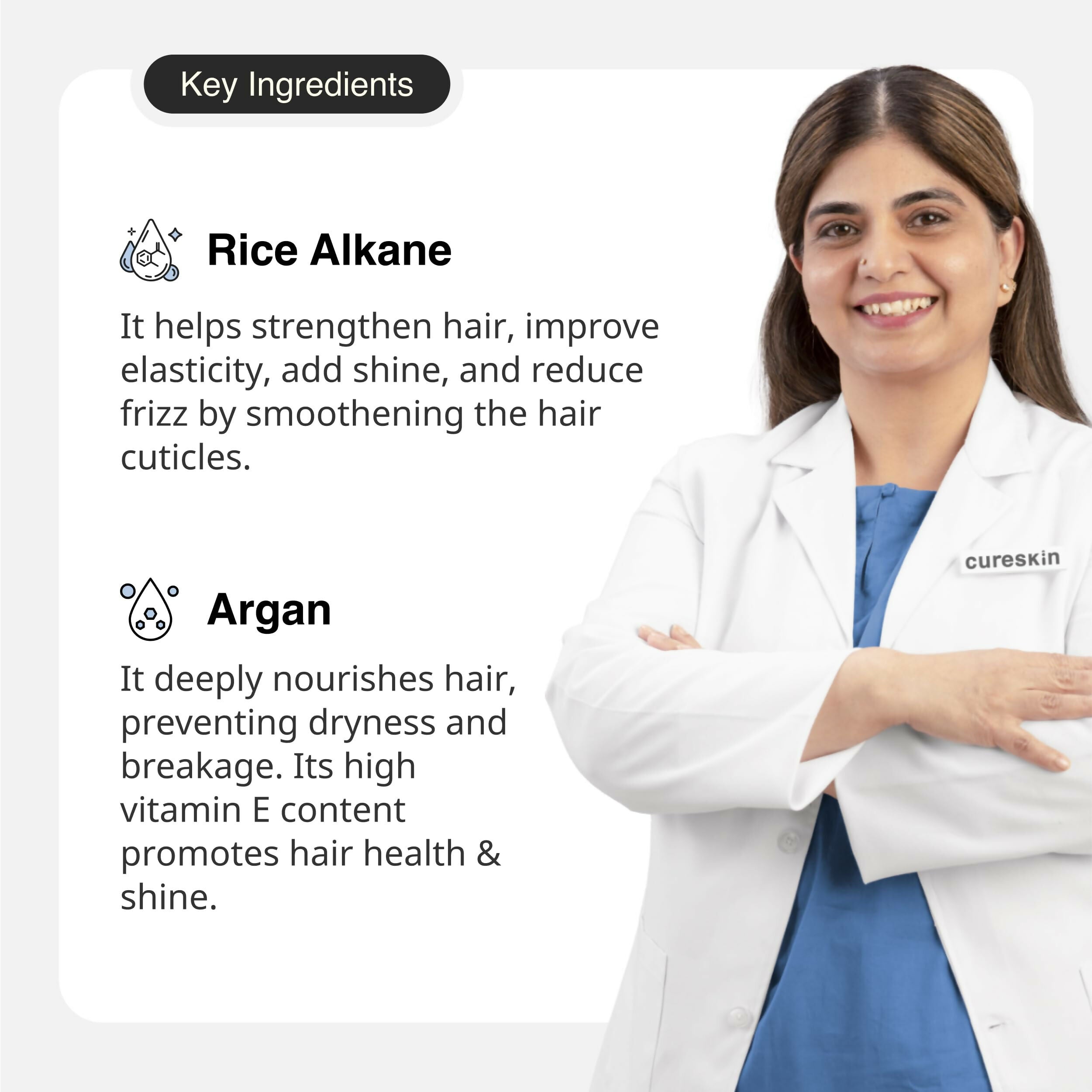 Cureskin Smooth and Shine Hair Serum Helps Reducing Hair Breakage, Frizz