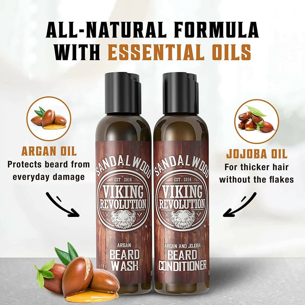 Viking Revolution Sandalwood Beard Wash and Beard Conditioner Combo