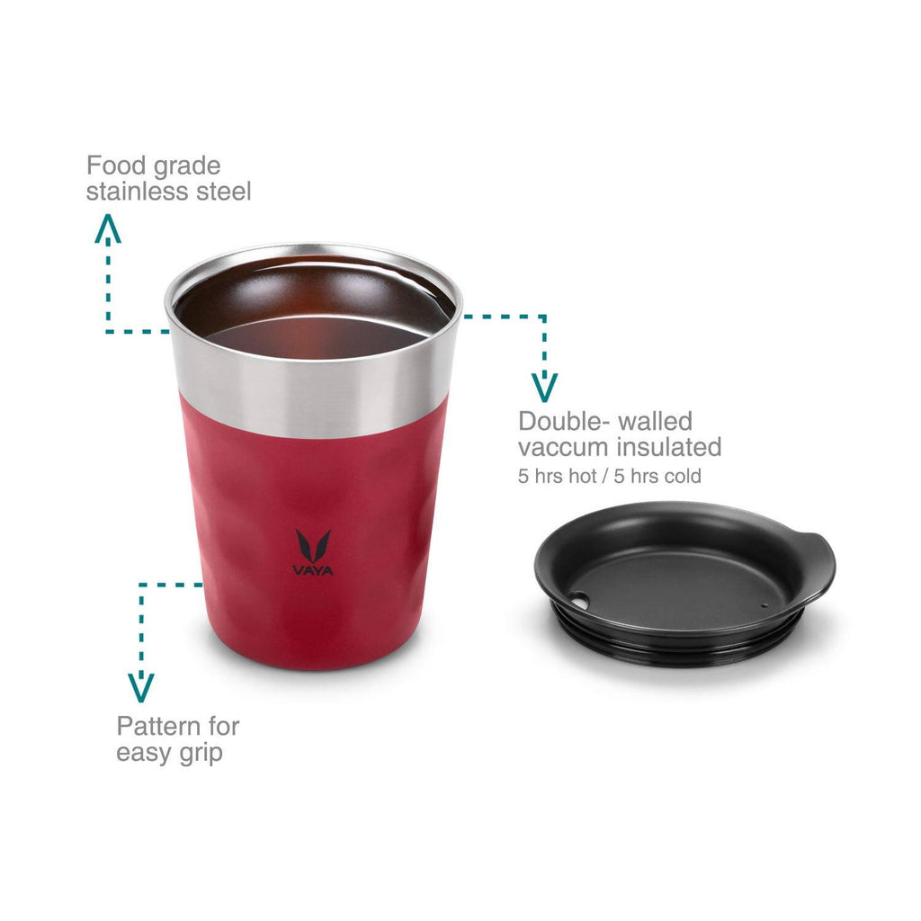 Vaya Popcup Insulated Coffee Mug Tumbler With Lid - 250 ml (Red)