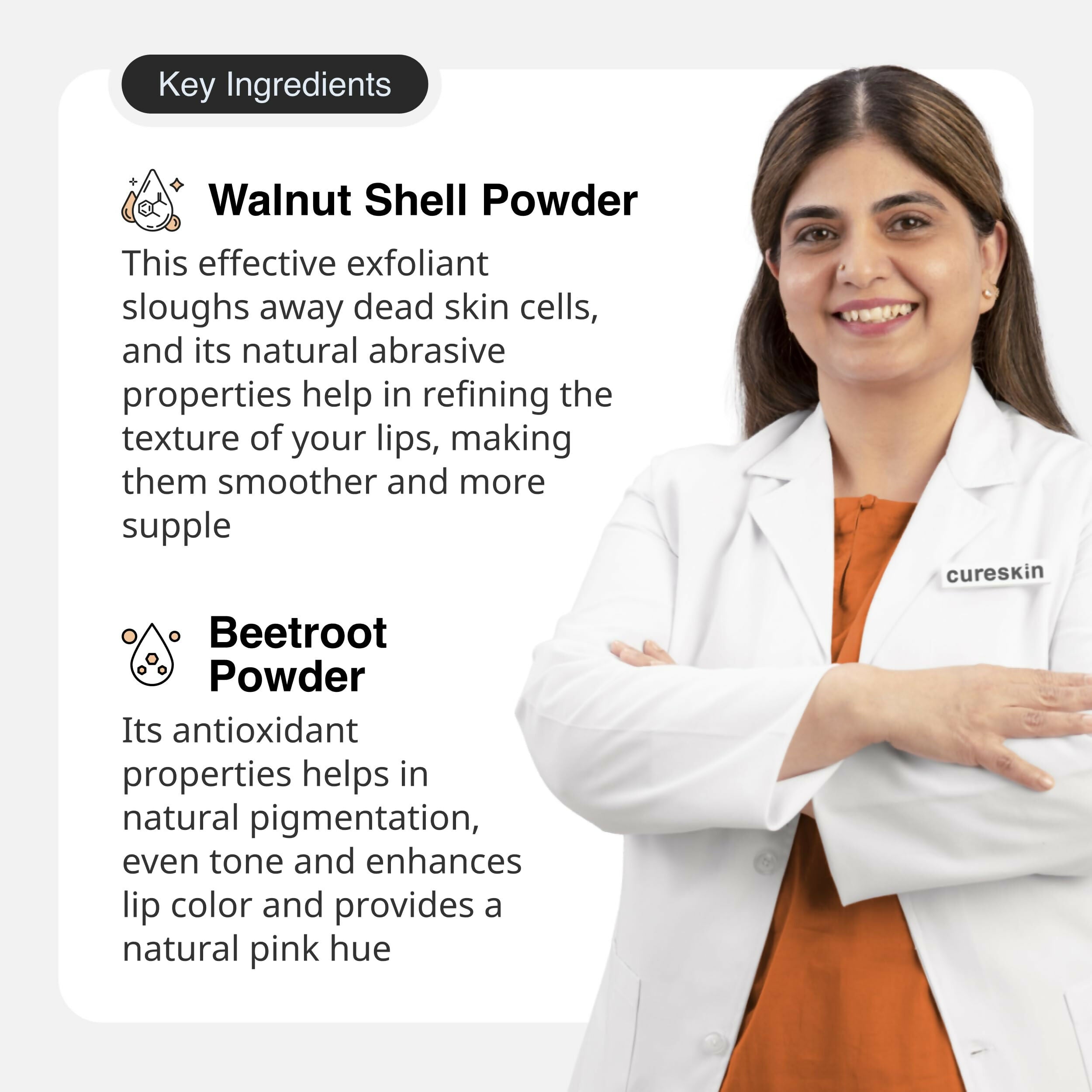 Cureskin Lightening Lip Scrub for Men and Women