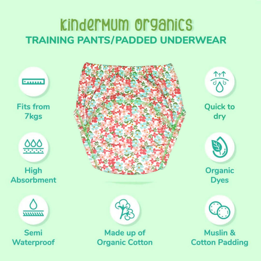 Kindermum Cotton Padded Pull Up Training Pants/ Padded Underwear˜For Kids-Autumn Animals Set of 2 pcs