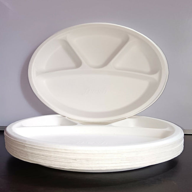 Disposable 4 compartment Plates Hover Image