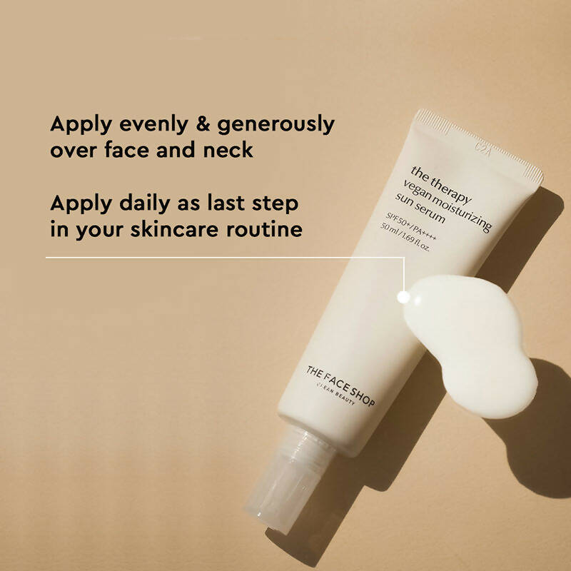 The Face Shop The Therapy Vegan Moisturizing Sun Serum SPF 50+ - Korean Skincare