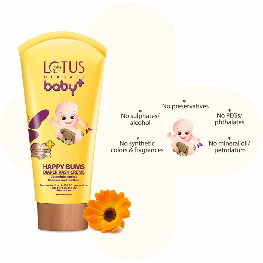 Lotus Herbals Baby+ Happy Bums Diaper Rash Creme (100 Gm)