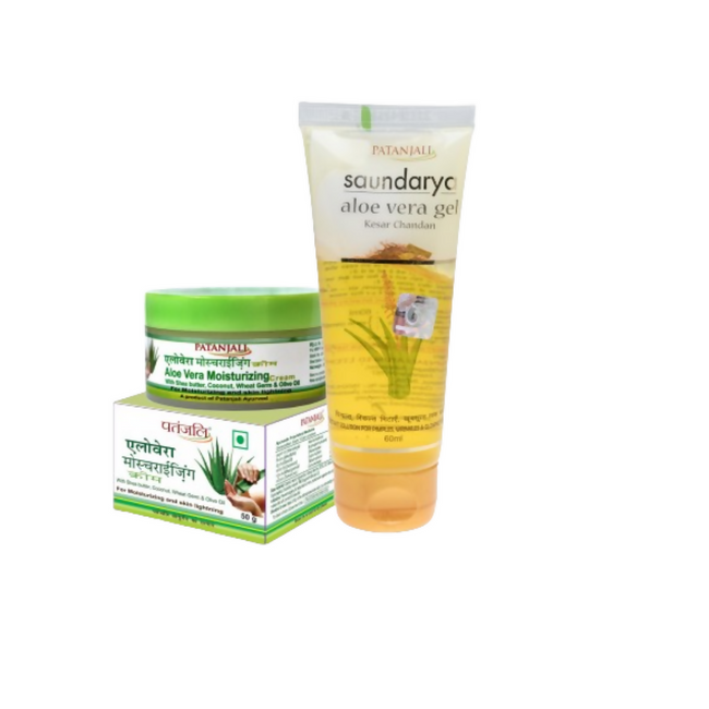 Patanjali Saundarya Aloe Vera Gel Kesar Chandan +Aloevera Moisturizing Cream Hover Image