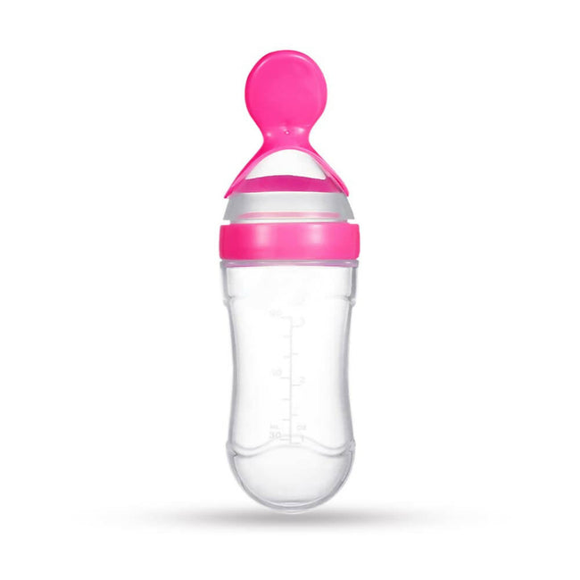 Goodmunchkins Silicone Spoon Food Feeder Silicone Bottle for Babies-Pink Hover Image