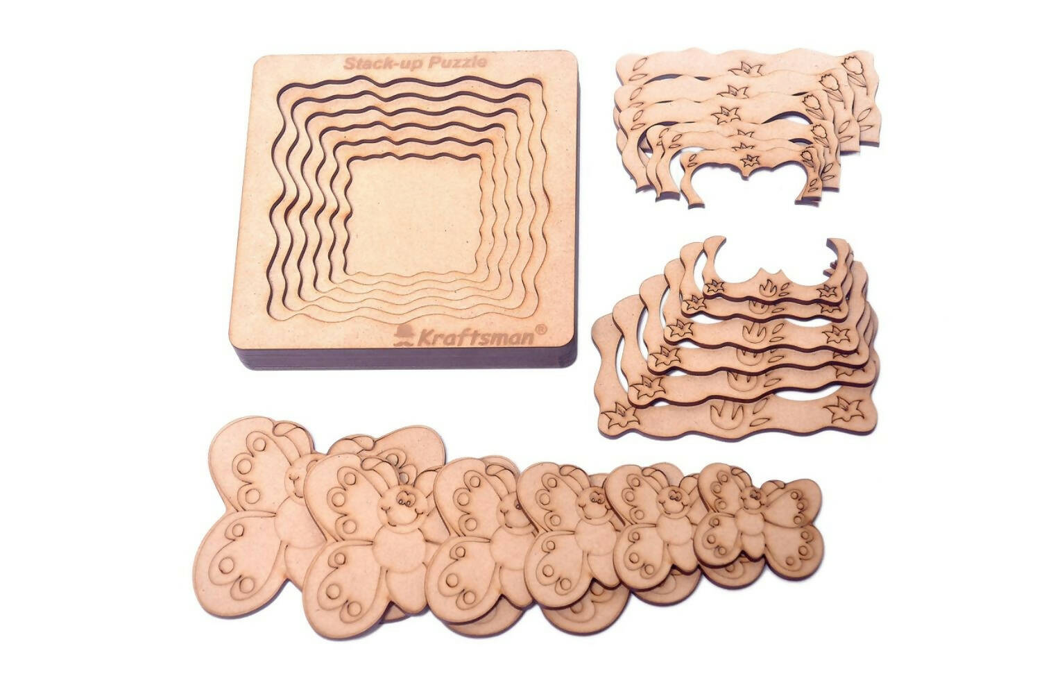 Kraftsman Stack up Puzzles/ Layered Puzzle Butterfly Shape for Kids | Color Kit Included | 18 Pieces Puzzle
