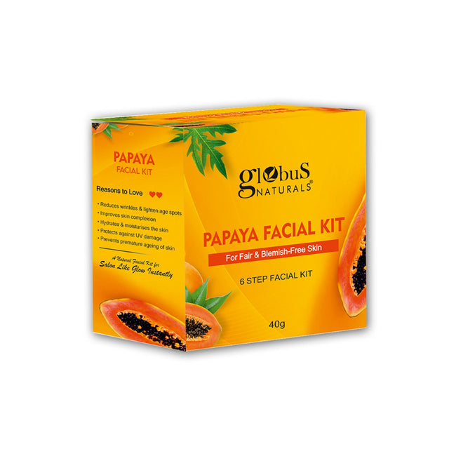 Globus Naturals Papaya Facial Kit For Blemish Free Skin & Anti-Pigmentation, 6 Steps Hover Image