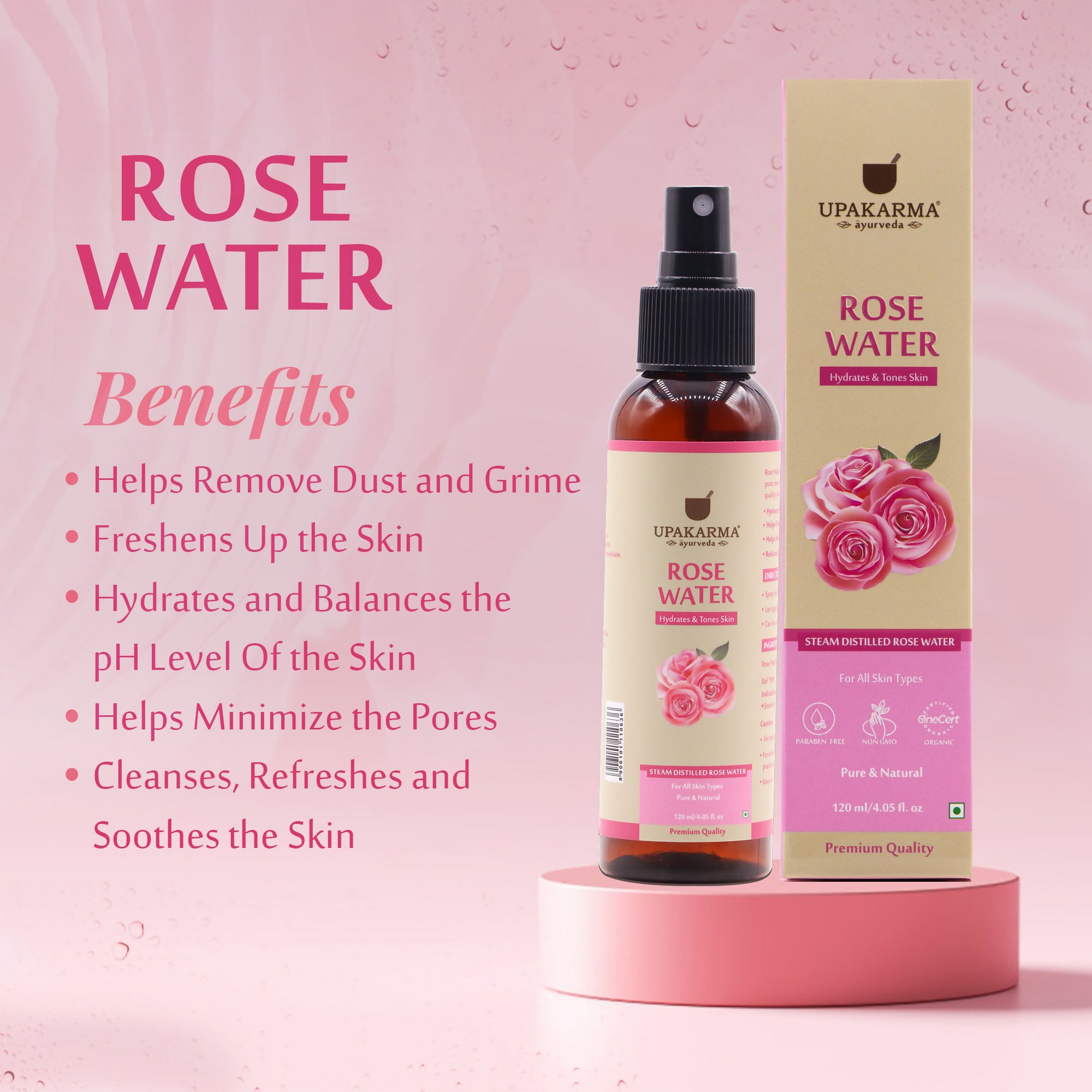 Upakarma Ayurveda Premium Pure And Natural Rose Water