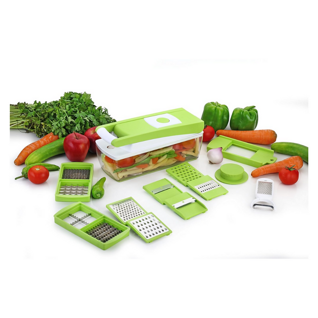 Signoraware 14 in 1 Multi-Purpose Vegetable and Fruit Chopper - Multicolour, Plastic Body Hover Image