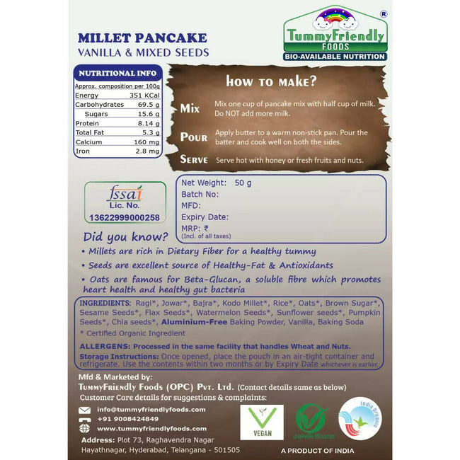 TummyFriendly Foods Aluminium-Free Millet Pancake Mixes Trial Packs with Chocolate, Nuts, Seeds, Veggies Main Image