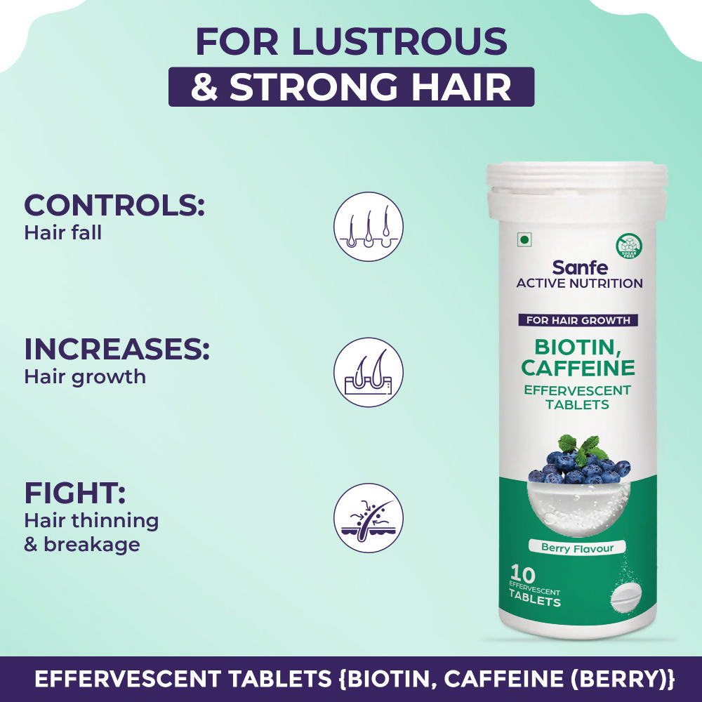 Sanfe Active Nutrition Biotin Caffeine Effervescent Tablets For Hair Growth