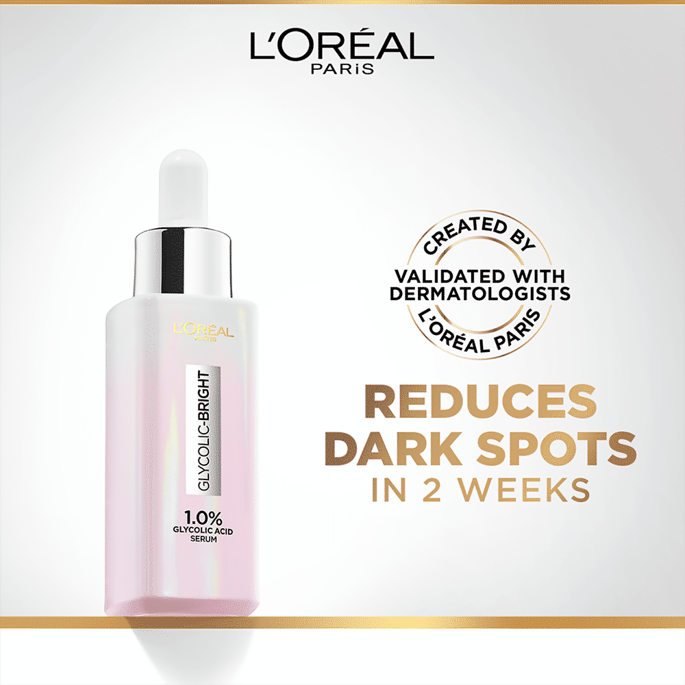 L'Oreal Paris Glycolic Acid Glowing And Protecting CSMS (Cleanser, Serum, Moisturizer, Sunscreen) Regime Kit