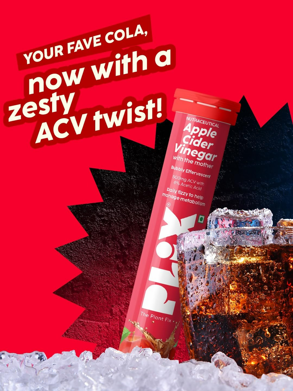 PLIX The Plant Fix Apple Cider Vinegar Effervescent Tablets - Cola Flavor