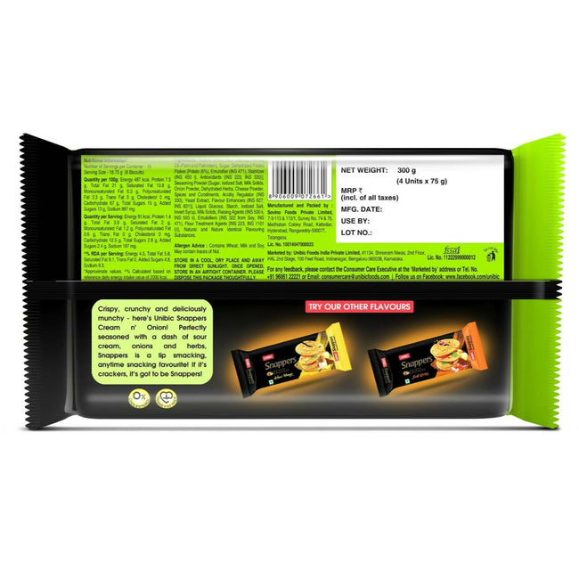 Unibic Foods Snappers Potato Crackers - Cream & Onion Main Image