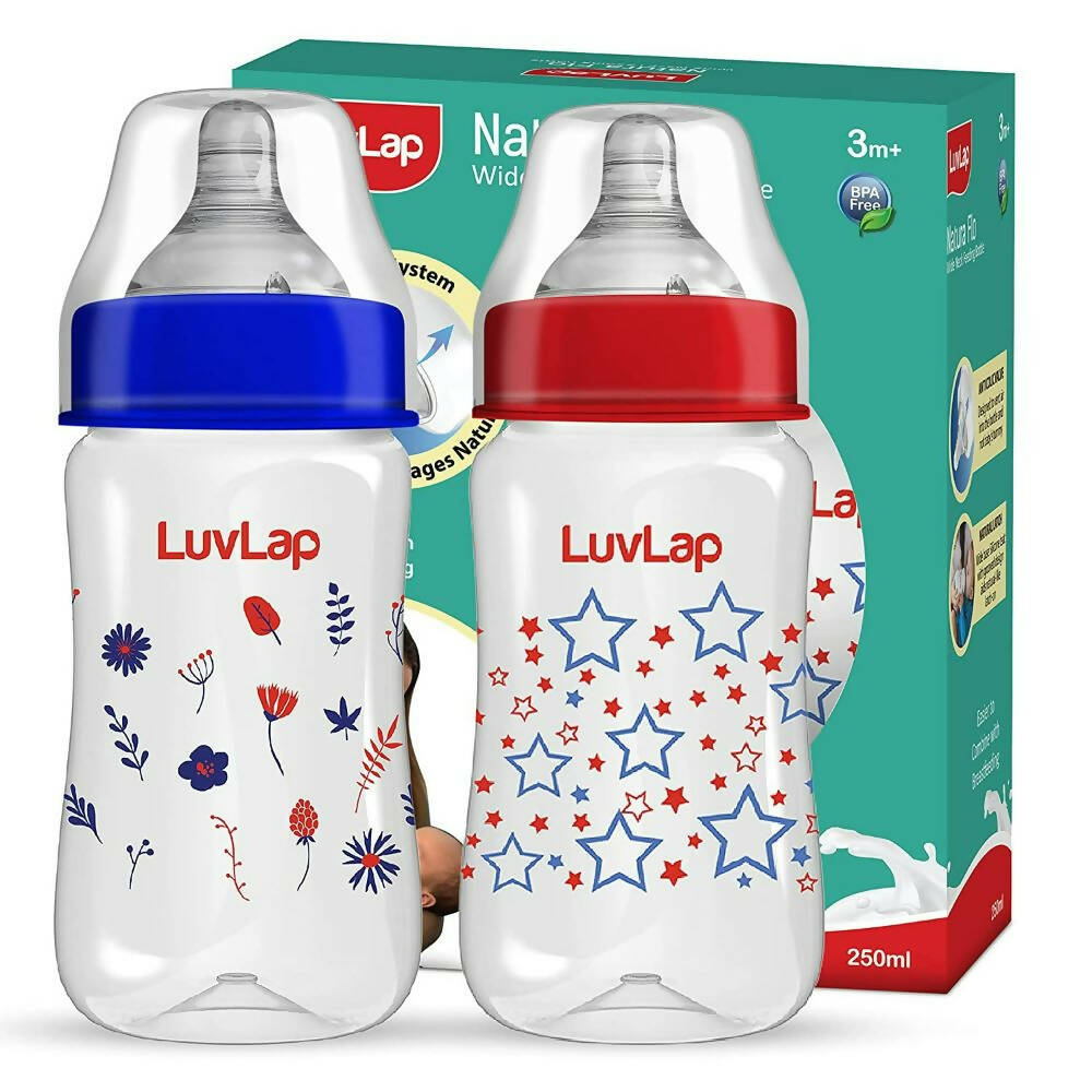 LuvLap Anti-Colic Wide Neck Natura Flo Baby Feeding Bottle