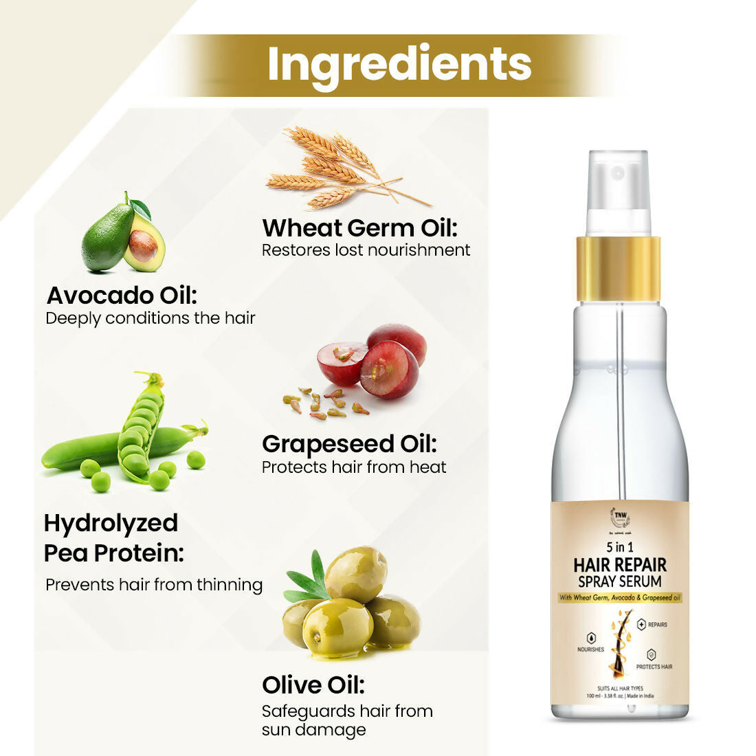 The Natural Wash 5 In 1 Hair Spray Serum With Wheat Germ Oil