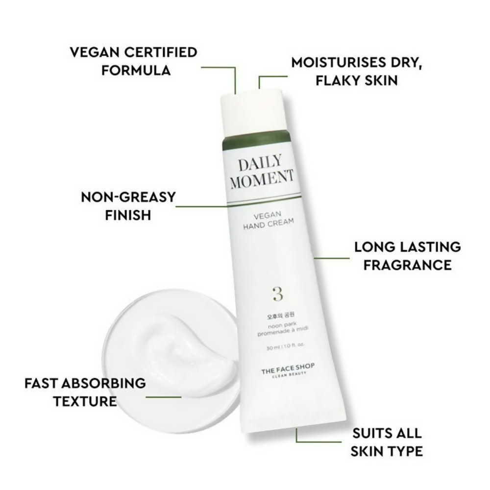 The Face Shop Non-Greasy Vegan Hand Cream - Noon Park With Hyaluronic Acid