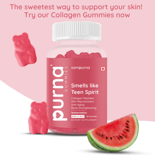 Purna Sampurna Smells Like Teen Spirit Collagen Peptides Gummies - Watermelon Main Image