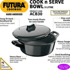 Hawkins Futura Hard Anodised Cook n Serve Bowl Handi 3 L with Lid (ACB30)