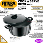 Hawkins Futura Hard Anodized Cook-n-Serve Bowl 23 cm Diameter 4 L with Lid (ACB40)