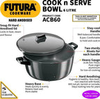 Hawkins Futura Hard Anodised Cook-n-Serve Bowl 6 L Capacity (ACB60)