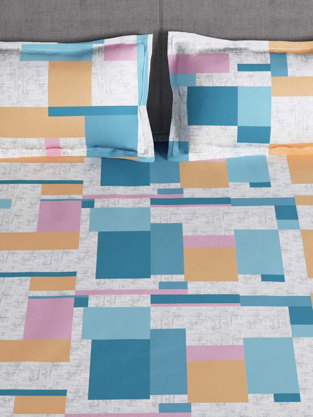 Story@home Arena Grey & White Printed 180 TC Bedsheet & Pillow Covers