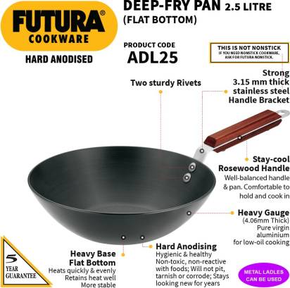 Hawkins Futura Deep Fry Pan Flat Bottom 2.5 L 26 cm Diameter (ADL25) Main Image
