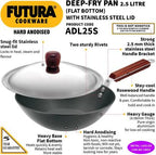 Hawkins Futura Deep Fry Pan Flat Bottom Wok with Lid 2.5 L 26 cm Diameter (ADL25S)