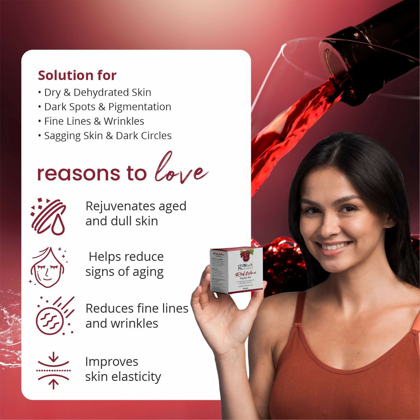 Globus Naturals Anti-Ageing Red Wine 6 Step Facial Kit