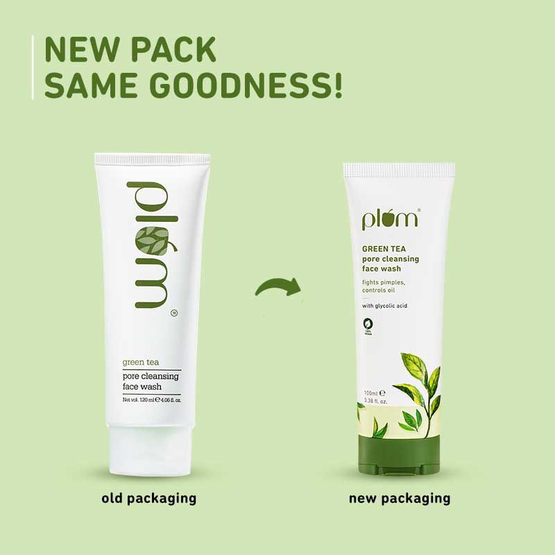 Plum Green Tea Pore Cleansing Face Wash With Glycolic Acid - Fights Acne & Oil For Clear Skin