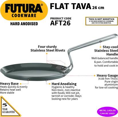 Hawkins Futura Hard Anodised Flat Tava 26 cm Diameter (AFT26) Main Image