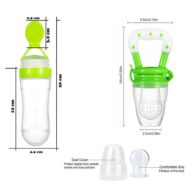 Goodmunchkins Silicone Spoon Food Feeder & Fruit Feeder for Toddlers Food Grade Silicone Bottle 90ml-Green Main Image
