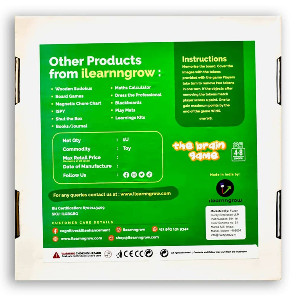 iLearnngrow Kid's Brain Board Game to Improve Memory and Observation Skills for Age 5 - 10 Years
