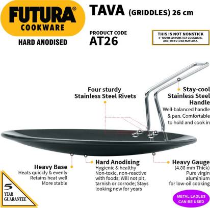 Hawkins Futura Hard Anodised Tava Griddles 26 cm Diameter (AT26) Main Image