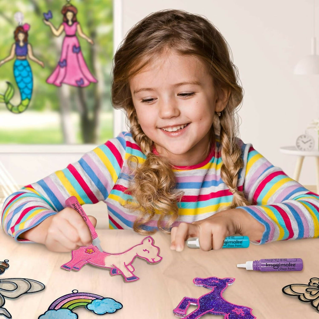 Imagimake Window Art Princess & Unicorn Suncatcher Kit Unicorn Toys for Girls Age 5-8 Craft Kits