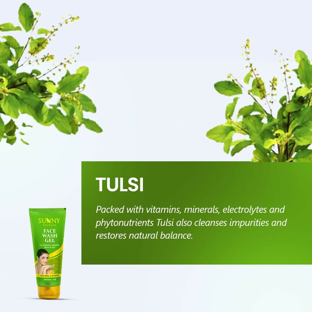 Sunny Herbals Face Wash Gel with Aloevera, Calendula, Neem & Tulsi