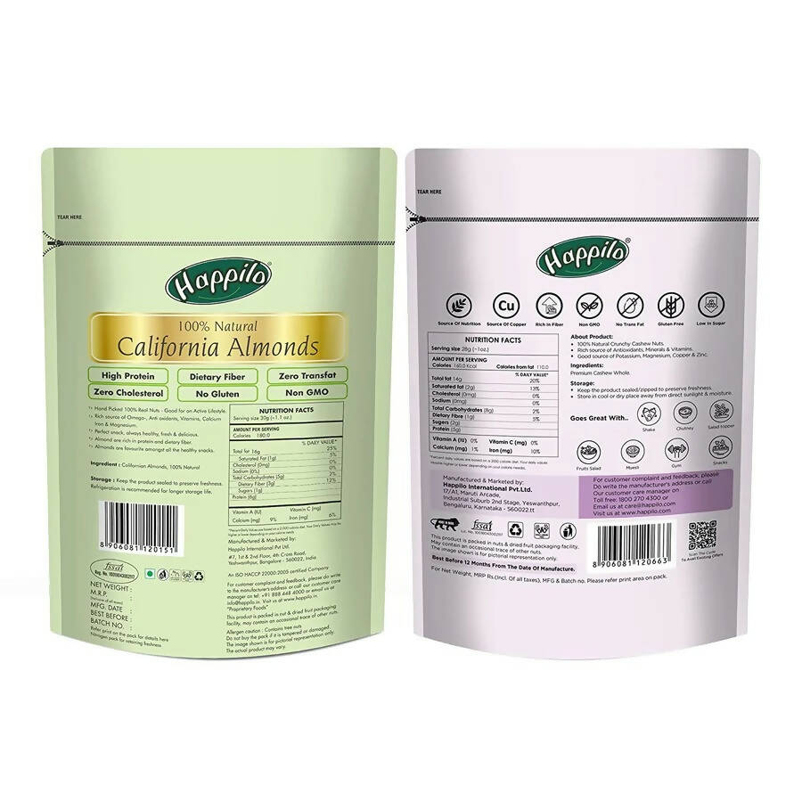Happilo Premium Nuts Combo (Premium Whole Cashews & Californian Almonds)