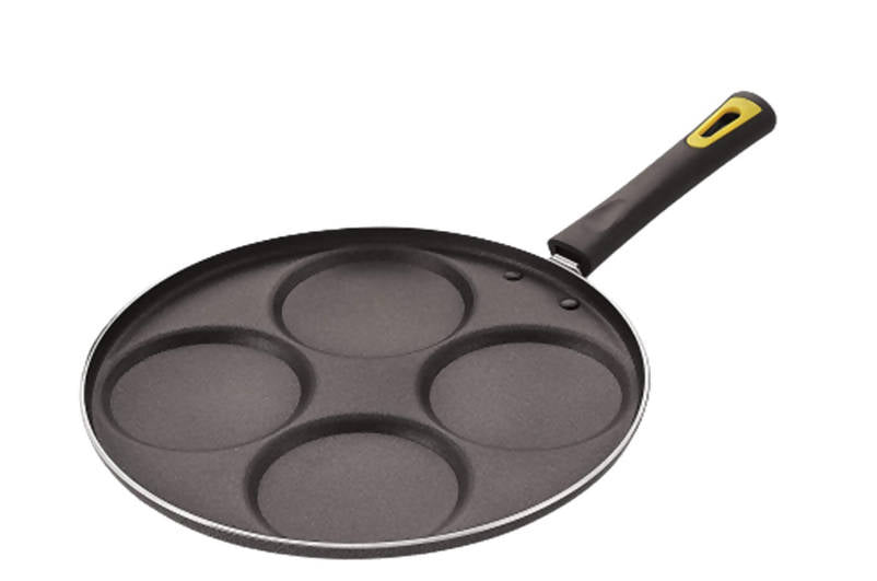 Anjali Diamond Aluminium Dura Big Non Stick Uttappa Tawa (4-Cavities), Black