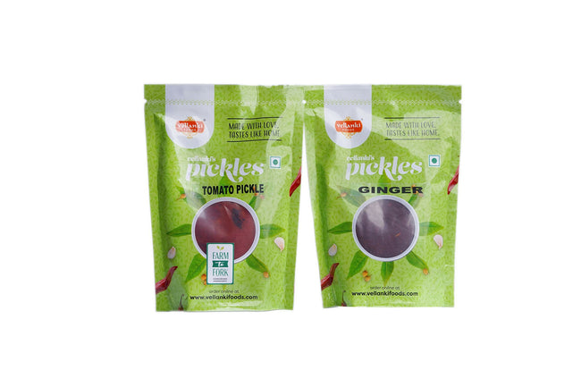 Vellanki Foods Andhra Pickles Combo Pack (250 gm Each) - Ginger Pickle,Tomato Pickle Main Image