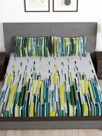 Story@home Arena White & Grey Printed 180 TC Bedsheet & Pillow Covers