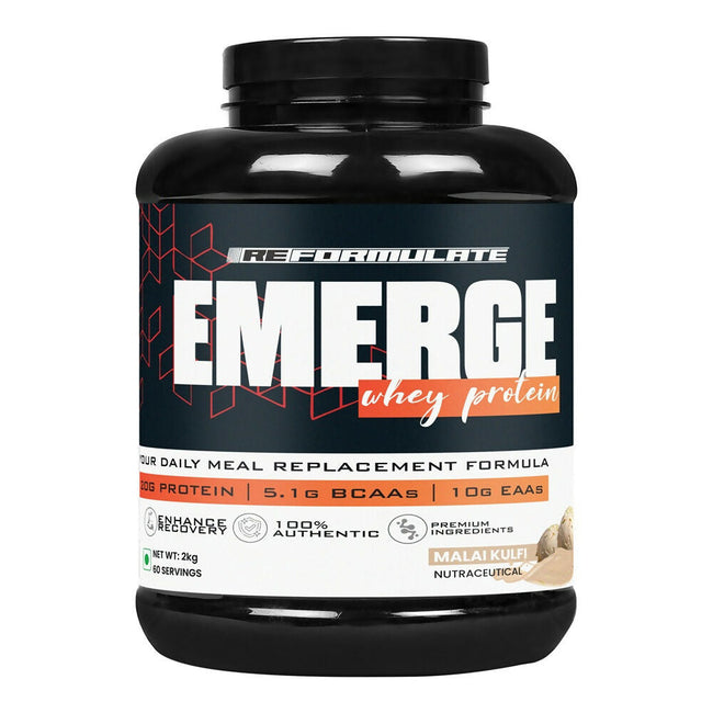 Reformulate Emerge I Whey Protein I Your Daily Meal Replacement Formula I 20 G I Protein I 5.1 G Bcaa's I 10 G Eaa's - Malai Kulfi Hover Image