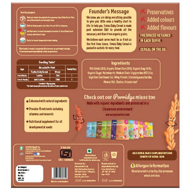 Timios Organic Rice Ragi Baby Cereal Main Image