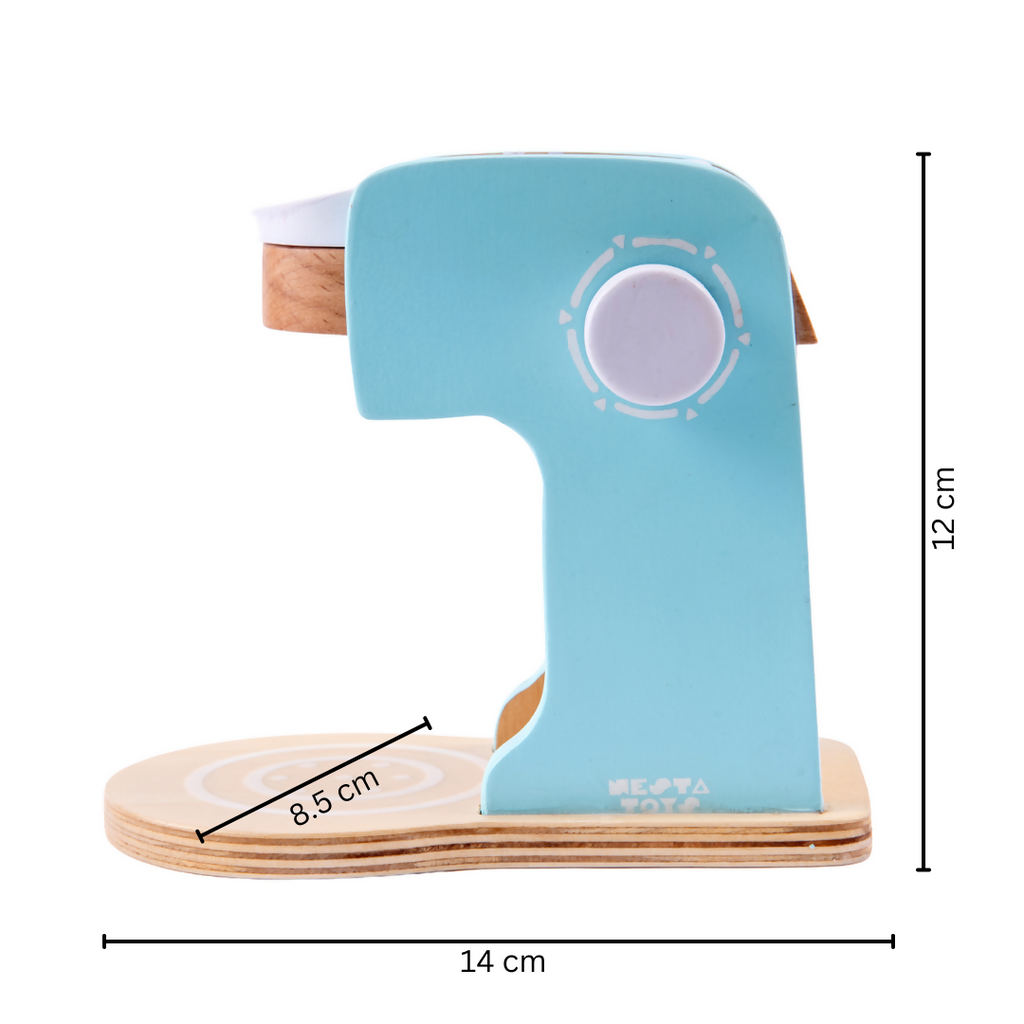 Nesta Toys Wooden Coffee Maker Toy (Blue), Kitchen Cooking Toy, Pretend Play (3+ Years) - 9 Pcs